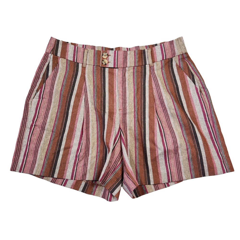 Maurices Shorts Womens 10 Striped Linen Blend Western Boho Summer Beach Coastal